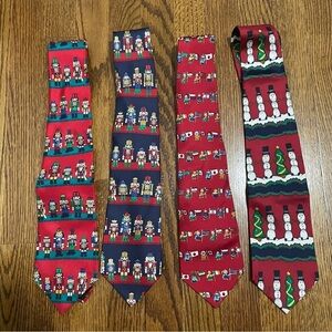 Save‎ the Children Christmas Holiday Red Blue Silk Ties Qty 4